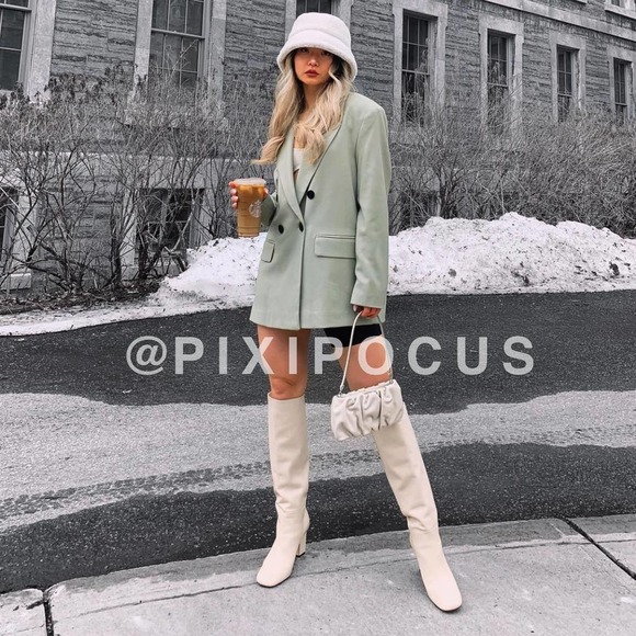 Zara Shoes Zara 0 Leather Kneehigh Heeled Boots Off White Poshmark